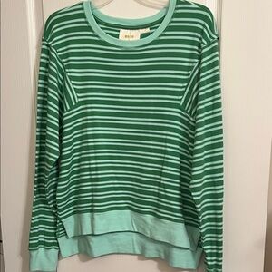 Maeve Green and White Striped Top